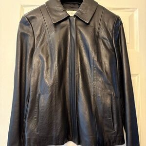 Jones New York Sleek Black Leather Jacket